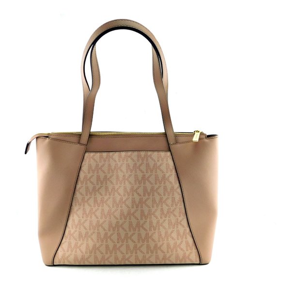 MICHAEL KORS Signature MK Logo Blush Pink Makeup Satchel Tote Shoulder Bag - Picture 4 of 10